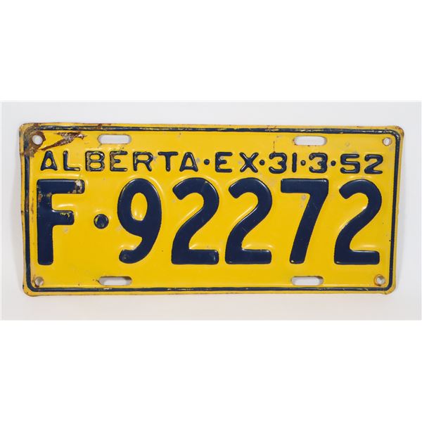 ALBERTA 1952 LICENSE PLATE