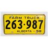 Image 1 : ALBERTA 1958 FARM TRUCK LICENSE PLATE