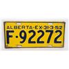 Image 1 : ALBERTA 1952 LICENSE PLATE