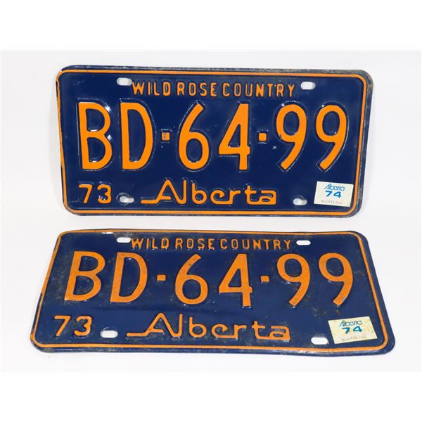 ALBERTA 1973  LICENSE PLATE SET