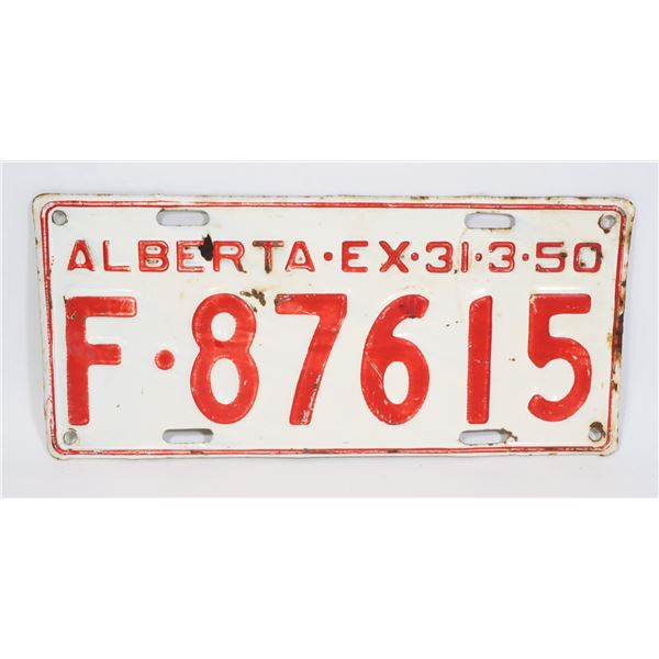 ALBERTA 1950 LICENSE PLATE