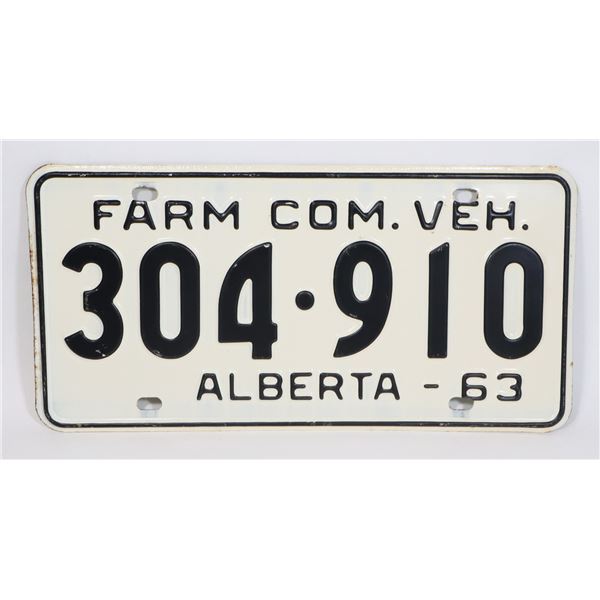 ALBERTA 1963 FARM COM. VEH. LICENSE PLATE