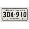 Image 1 : ALBERTA 1963 FARM COM. VEH. LICENSE PLATE