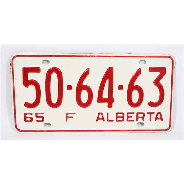 ALBERTA 1965 LICENSE PLATE