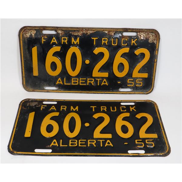 ALBERTA 1955 FARM TRUCK LICENSE PLATE SET