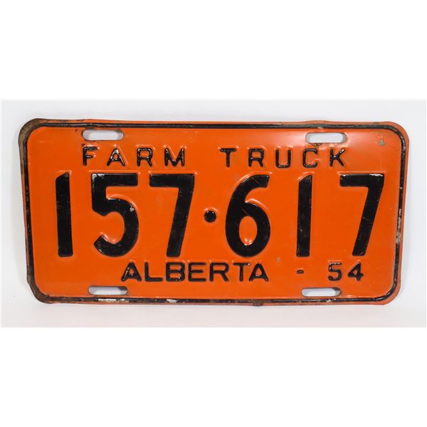 ALBERTA 1954 FARM TRUCK LICENSE PLATE