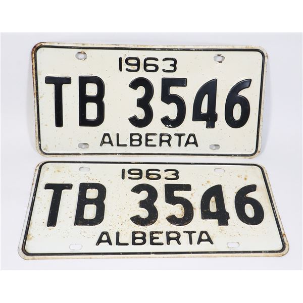 ALBERTA 1963 LICENSE PLATE SET