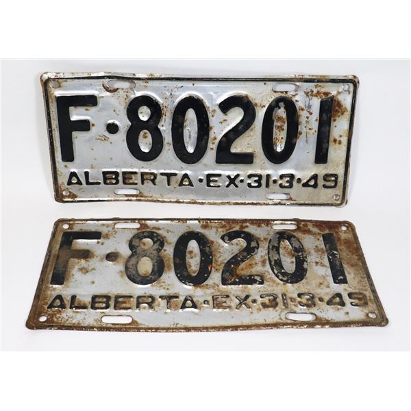 ALBERTA 1949 LICENSE PLATE SET