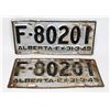 Image 1 : ALBERTA 1949 LICENSE PLATE SET