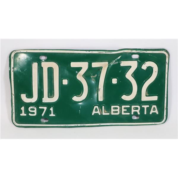 ALBERTA 1971 LICENSE PLATE