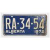 Image 1 : ALBERTA 1972 LICENSE PLATE