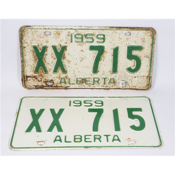 ALBERTA 1959 LICENSE PLATE SET