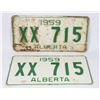 Image 1 : ALBERTA 1959 LICENSE PLATE SET