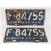 Image 1 : ALBERTA 1951 LICENSE PLATE SET