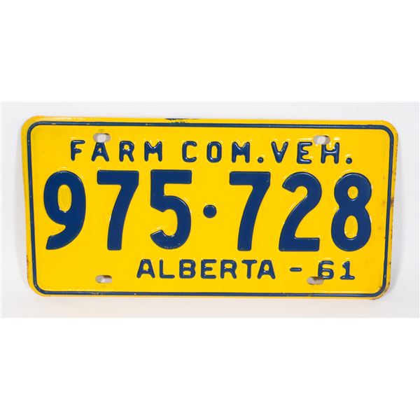 ALBERTA 1961 FARM COM. VEH. LICENSE PLATE