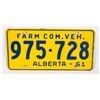 Image 1 : ALBERTA 1961 FARM COM. VEH. LICENSE PLATE
