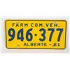 Image 1 : ALBERTA 1961 COM. FARM. LICENSE PLATE