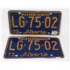 Image 1 : ALBERTA 1973 LICENSE PLATE SET