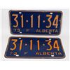 Image 1 : ALBERTA 1973 LICENSE PLATE SET