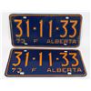 Image 1 : ALBERTA 1973 LICENSE PLATE SET