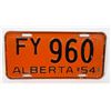 Image 1 : ALBERTA 1954 LICENSE PLATE