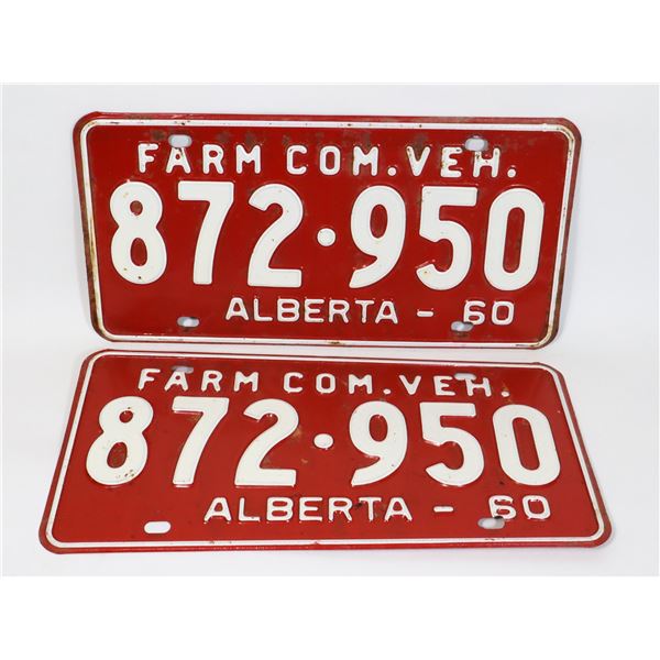 ALBERTA 1960 LICENSE PLATE SET