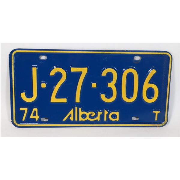 ALBERTA 1974 LICENSE PLATE