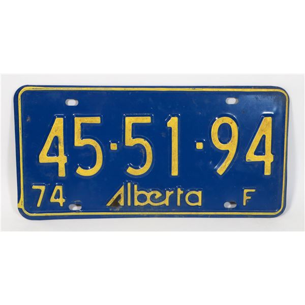 ALBERTA 1974 LICENSE PLATE