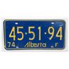 Image 1 : ALBERTA 1974 LICENSE PLATE