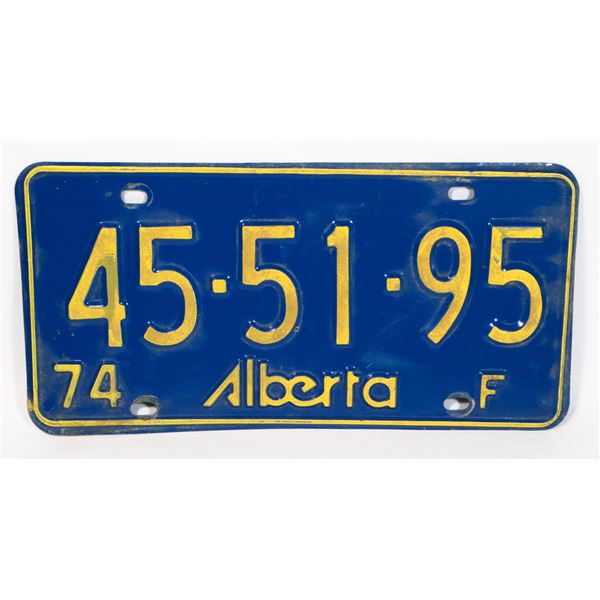 ALBERTA 1974 LICENSE PLATE