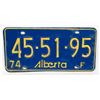 Image 1 : ALBERTA 1974 LICENSE PLATE