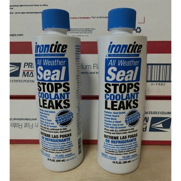 2 IRONTITE ALL WEATHER SEAL STOPS COOLANT LEAKS 455ML