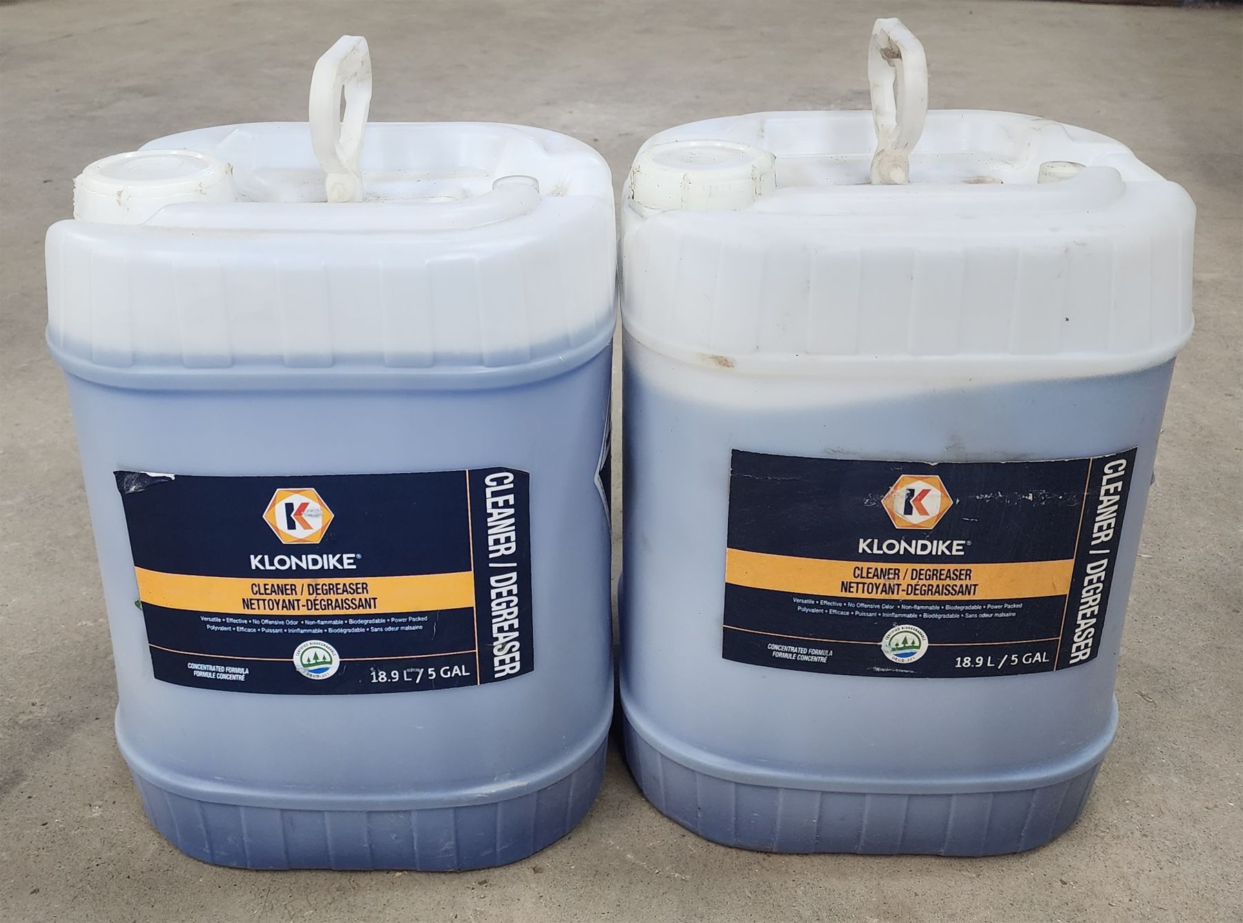 TWO KLONDIKE KLCH6580 CLEANER / DEGREASER NEAR FULL