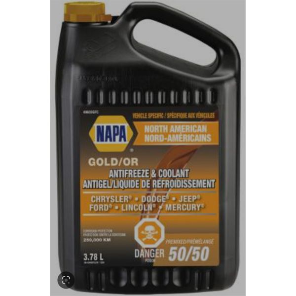NAPA GOLD 50/50 ANTIFREEZE & COOLANT 3.78L