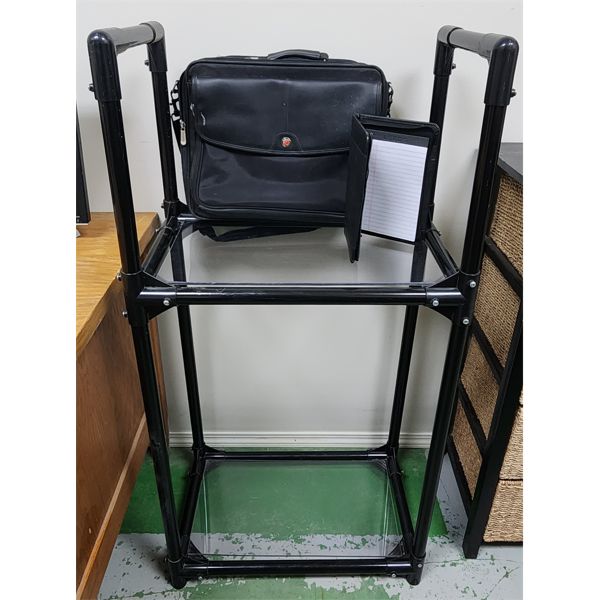 46 1/2"H X 23"L X 13 1/2" W SHELF W/ LAPTOP BAG NOTEBOOK HOLDER