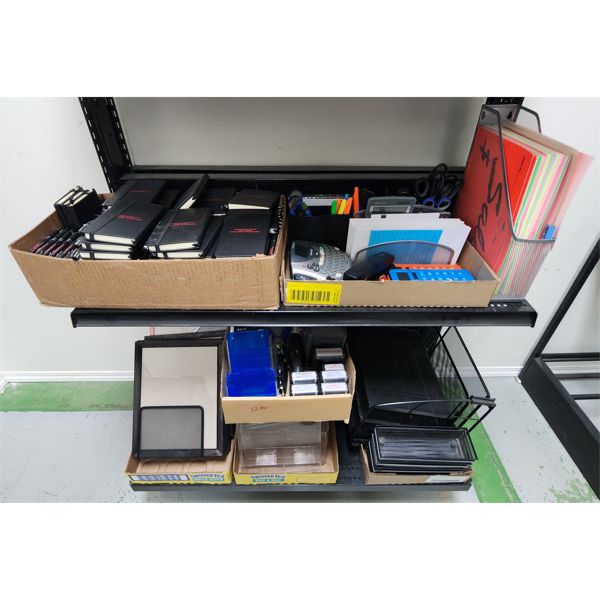 LOT OF ASST. OFFICE SUPPLIES / PICTURE FRAMES/ADV.NOTEBOOKS