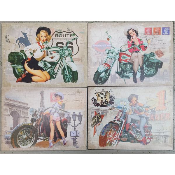4 METAL AUTOMOTIVE THEMED WALL SIGNS