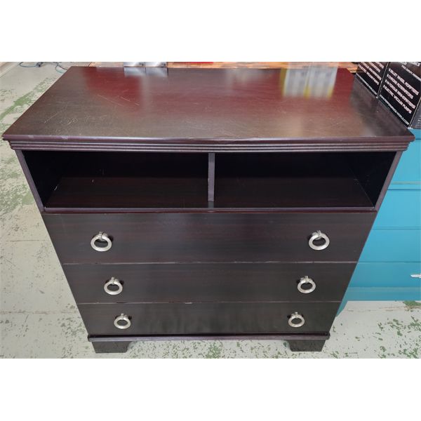 3 DRAWER 1 SHELF BLACK DRESSER 