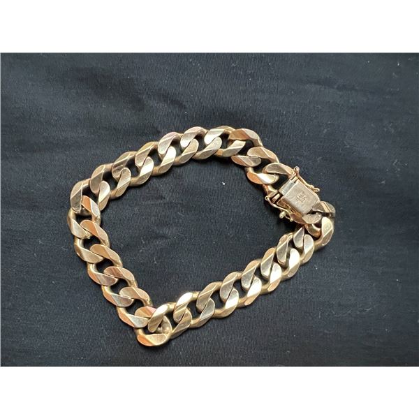 14KT YELLOW GOLD GENTS CURBED LINK BRACELET