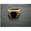 Image 1 : 10K YELLOW GOLD AND RHODIUM FINISH BLACK ONYX AND DIAMOND RING