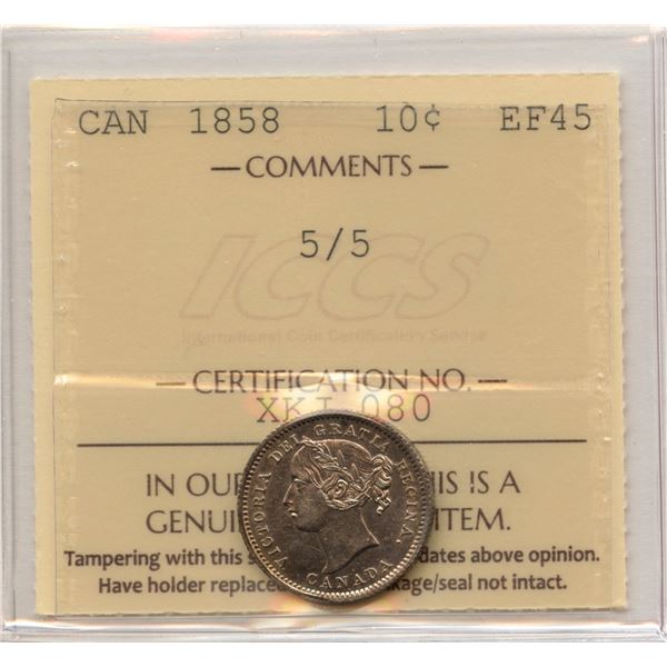 1858 Ten Cents - 5/5 Variety