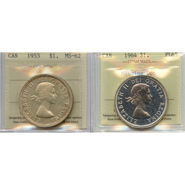 Elizabeth II Silver Dollar ICCS Group - Lot of 2