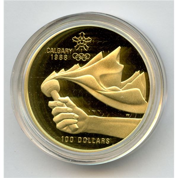 1987 Elizabeth II Gold $100 Olympics - No Edge Lettering