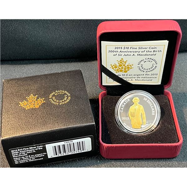 Canada 2015 $10 200th Anniversary of the Birth of Sir John A. Macdonald (Fine Silver)