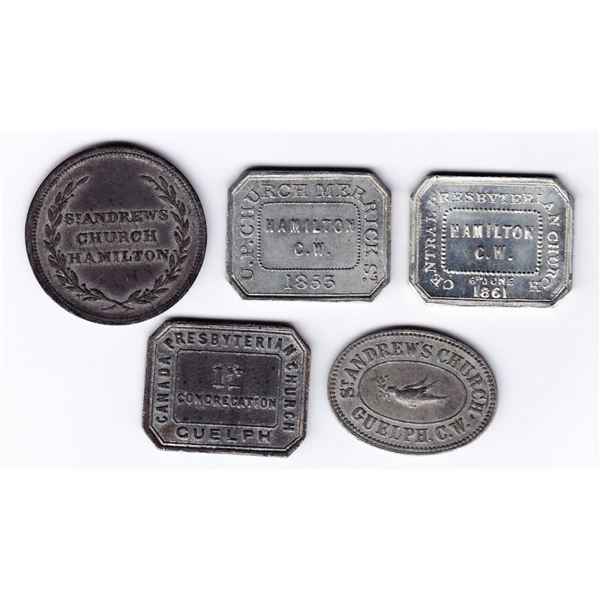 Canada West Communion Tokens - Lot of 5