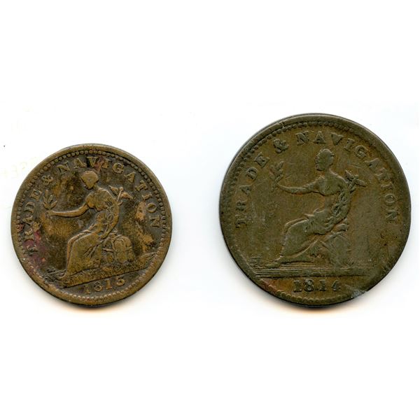 Lot of five Nova Scotia Tokens