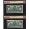 Image 1 : Bank of Canada $1, 1937 - Lot of 2 Consecutive