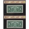 Image 2 : Bank of Canada $1, 1937 - Lot of 2 Consecutive