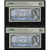 Image 1 : Bank of Canada $5, 1954 - Lot of 2 Cons. Devil's Face