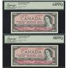 Image 1 : Bank of Canada $1000, 1954 - Consecutive Pair